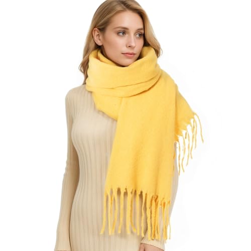 RIIQIICHY Scarf for Women Chunky Winter Scarf Cold Weather Yellow Thick Warm Ladies Scarves2