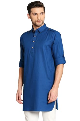 In-Sattva Men's Pullover Pathani Rollup Sleeve Kurta Tunic with Shoulder Strap2
