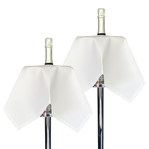 BOTTLECLOTHS - Catering Collection, Bottle Cloths for Ice Buckets, Polycotton, 54 cm, Center Hole, Stitched Circle (White, Pack of 2)