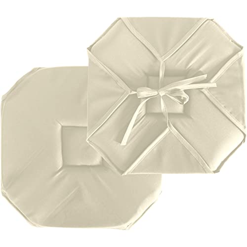 ED ENJOY HOME Galette de Chaise à Rabat, 40x40 cm, Ecru, avec Nouettes, 100% Polyester, Tissu Certifié Oeko-TEX, Satinée, Collection Basic