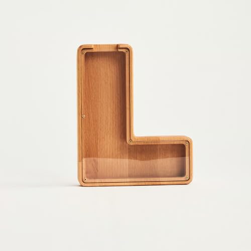 TEXAS BEST GIFT Personalized Letter L Wooden Piggy Bank for Kids