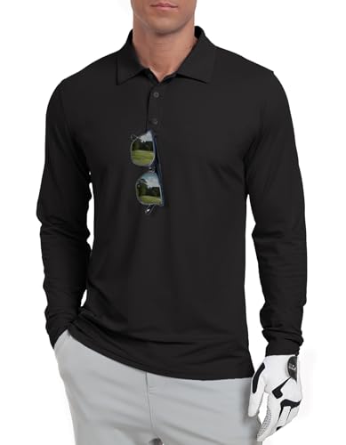 Askdeer Men's Golf Polo Shirts Long Sleeve UPF 50+ Performance Collar Shirts Lightweight Summer Casual Quick Dry Tee