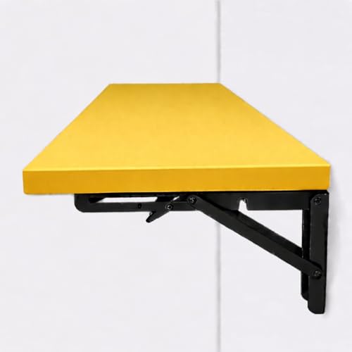 OGFC Metal Folding Table,Wall-Mounted Drop Leaf Table,Wall Mounted Desk for Hospital, Hotel Home Office Fold Up Table Desk,Folding Design,Space Saving.(Size:L60*W30cm) (Yellow 623039)