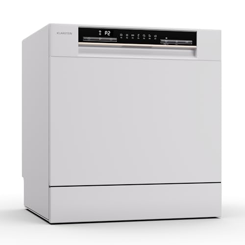 Klarstein Lavastoviglie 8 Coperti, Lavastoviglie Libera Installazione Silenziosa con 6 Programmi di Lavaggio, Mini Lavastoviglie Piccola, Lavastoviglie Mini da Tavolo Compatta e Facile da Installare