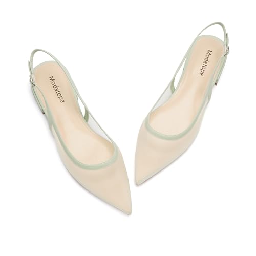 Image of Modatope Slingback Flats for Women Pointed Toe Ballet Flats Classic Low Heel Sandals Dress Shoes