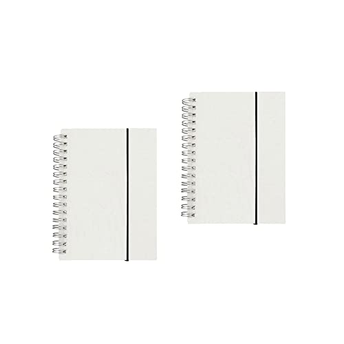 Shulaner A6 Small Spiral Notebook Lined, 80 Sheet Lined Paper Frosted PP Cover A6 Wirebound Notebooks Spiral Bound Notebook Notepads with Rubber Rope, Pack of 2 (A6-Lined)