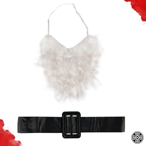 Fantasia Clássica de Papai Noel, Blusão Vermelho, Calça, Cinto, Gorro e Barba Branca