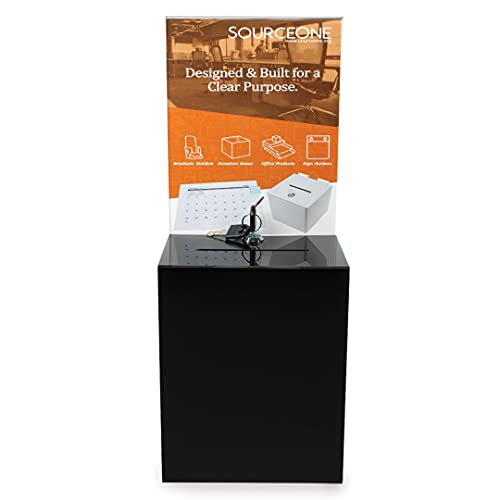 Source One Premium Tall Donation Box For Charity With 6.75″ X 8.5″ Sign Holder Available In Multiple Colors (1 Pack, Black) #TOP1