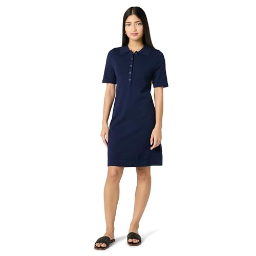 The Drop Women’s Tenise Polo Mini Sweater Dress, Maritime Navy, 3X, Plus Size