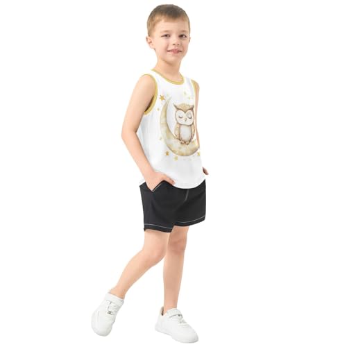 Baby Boys Sleeveless Tank Top Owl Moon Toddler Athletic Vest 3-10T4