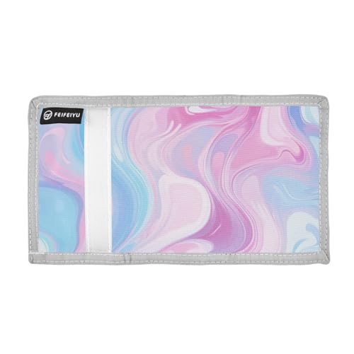 Pastel Marble Wallet with Lanyard and Zipper - Metal Key Ring and Multi Card Bit,Transparent Compartment Credit Card Holder for Kids, Students2