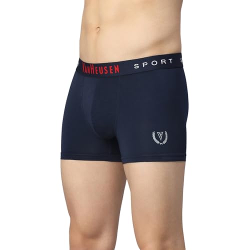 Image of Van Heusen Cotton Men Sport Plush Back Elasticized Waistband Trunks - Double Layer Gusset, Solid