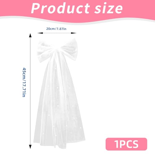 Schleier Braut Kurz,Jga Bride To Be Haarreif Mit Perlen Schleife,Wedding Weiß Bridal Veil,Bachelorette Party Brautschleier,Junggesellinnenabschied Brauts Tüll Haarschmuck für Brautkleider Accessoires