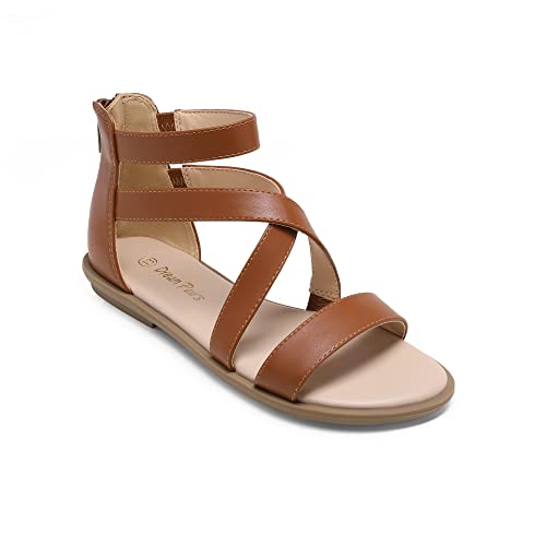 Image of DREAM PAIRS Girls Gladiator Sandals with Zipper Strappy Sandals Toddler /Little Kid /Big Kid