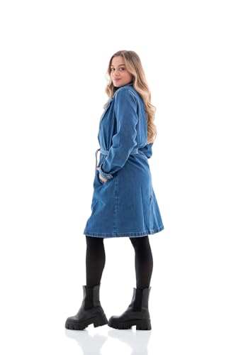 ARAUTO JEANS, Trench Coat Jeans Feminino Arauto Cor:Azul;Tamanho:G1