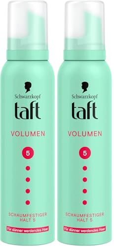 TAFT Schaumfestiger Volumen dünner werdendes Haar, Haltegrad 5 (150 ml), Haarschaum für Volumen und sehr starken Halt, Haarstyling mit 24 Stunden langanhaltendem Halt (Packung mit 2)