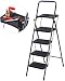 Finether Folding 4 Step Ladder with Platform Lightweight Portable Step Stool with Tool Project Tray, Non-Slip Treads, 330 lbs Weight Capacity