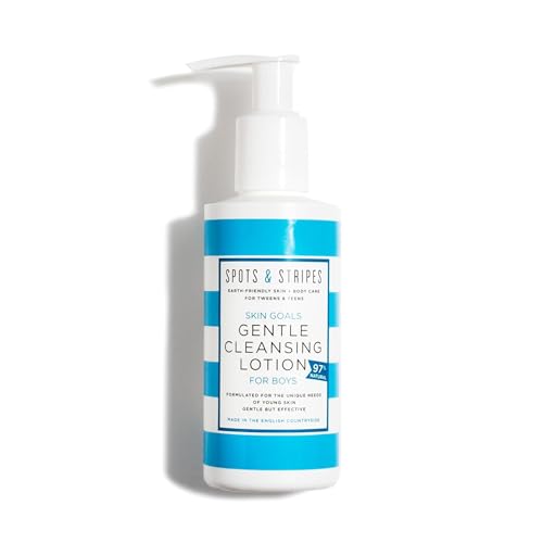 Spots & Stripes - Skin Goals Gentle Cleansing Lotion for Boys, the Perfect Starter Face Wash for Teen and Young Skin with Virgin Coconut, Kukui and Chamomile, Super-Gentle, Combats Blemishes (150ml)