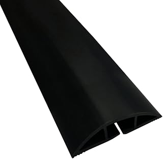 Kable Kontrol Floor Cord Cover kit - 6 Feet Long Black Plastic Cable Protector, Hides Cords and Conceals Wires, for Extension Cord Cable Management, Channel Size 0.75” W x 0.43” H