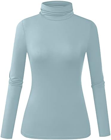 Herou Womens Long Sleeve Turtleneck Slim Fitted Lightweight Casual Active Layer Tops Shirts
