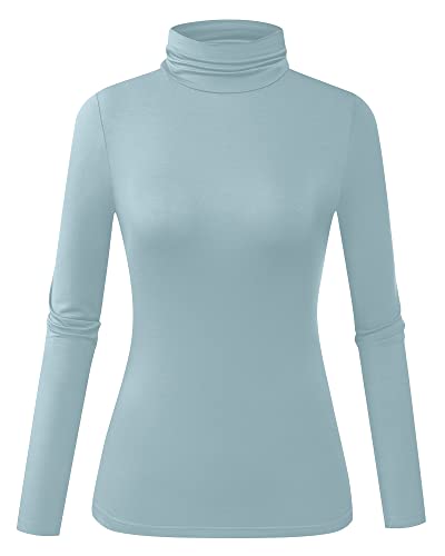 Image of Herou Womens Long Sleeve Turtleneck Slim Fitted Lightweight Casual Active Layer Tops Shirts