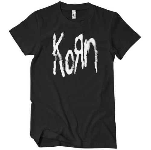 T-Shirt Homme KORN Glitch Logo en Coton Noir pour Fan de Metal Rock
