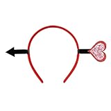 SeBneny Valentine Hearts Headband With Arrow Elastic Funny Holiday Hair Hoop Cupid Costume Headpiece For Halloween Wedding Party Favor