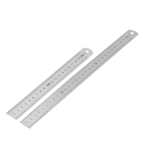 TOGEVAL 2個 ステンレス製刻鋼直尺 エンジニアリング用描画定規 耐摩耗加工済み 両面目盛り付き 学生 大工向け精密測定ツール