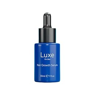 Luxe Cosmetics Hair Growth Serum for Men – 1 fl oz Scalp & Beard Serum with Biotin & Caffeine – Lightweight Leave-In Formula for Thicker-Looking Hair – Non-Greasy Grooming Essential