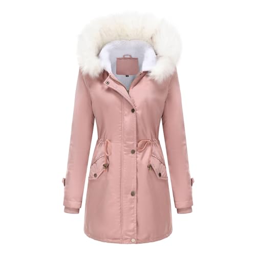 Women's Hooded Detachable Fur Collar Winter Cotton Coat