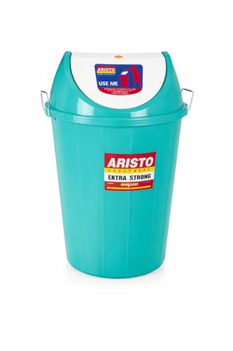 Image of ARISTO Plastic Swing-Lid Garbage Waste Dustbin 32 L, (Green)