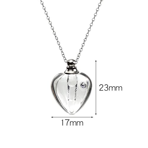 Blood Vial Necklace Stainless Steel Glass Heart Vial Perfume Bottle Cremation Urn Pendant Necklace For Women Keepsake Memorial Jewelry 12 #TOP5