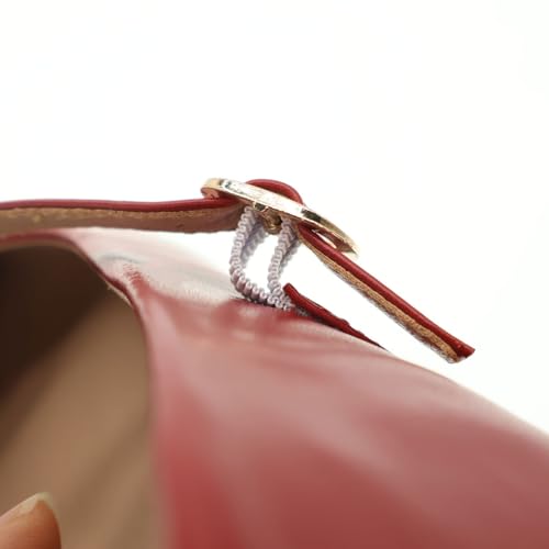 Women's Classic Red Leather Square-Toe Mary Jane Flats, Wide Width Soft Leather Work Shoes4
