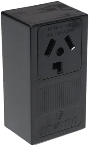 Dryer Outlet, NEMA 14-30, Black Plastic, 30A, 250V AC, Compatible with Dryers