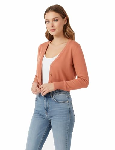 Image of Allsense Women's Cropped Bolero Shrug Cardigan | 3 /4 Sleeve, Button Down, Lightweight Knit Sweater