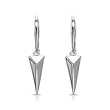 Sterling Silver Geometric Minimalist Triangle Leverback Dangle Drop Earrings for Women Mens