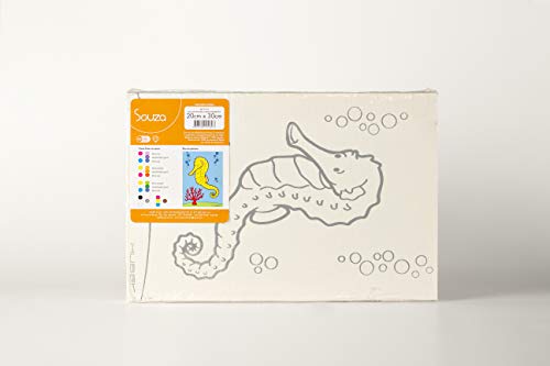 Tela De Pintura Riscada, 20cm X 30cm, Desenho: Cavalo Marinho - Souza & Cia (Ref: 8170)