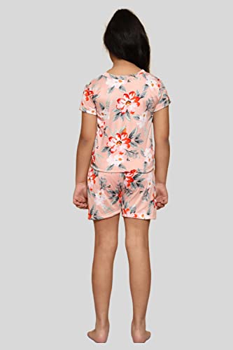 Image of FNOCKS Girls Printed Night Suit, Top & Bottom Set Half Sleeve. Girls Night Wear | Lounge Wear (100% Pure Cotton Hosiery Material)
