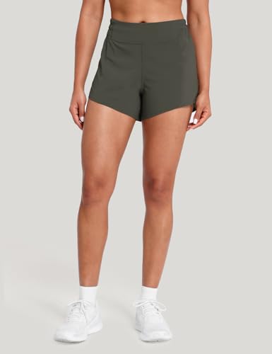 HeyNuts Agile Running Shorts for Women, High Waisted Athletic Shorts Lined Workout Shorts with Zipper Pocket 4"2