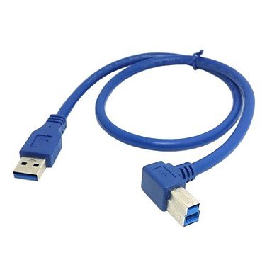 FUOIU USB 3.0 A Type Male Straight to B Male 90 Degree Right Angled Cable for Hard Disk 0.5M 1.5FT