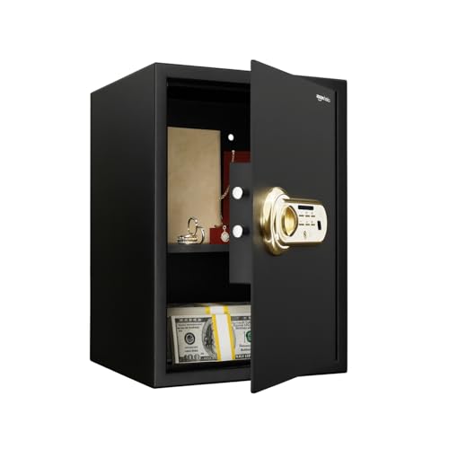 Image of Amazon Basics Digital Safe With Biometric Keypad | Metal Safe Locker For Home, Office, Hotel | Gross Capacity - 58L (Net - 51L), Black