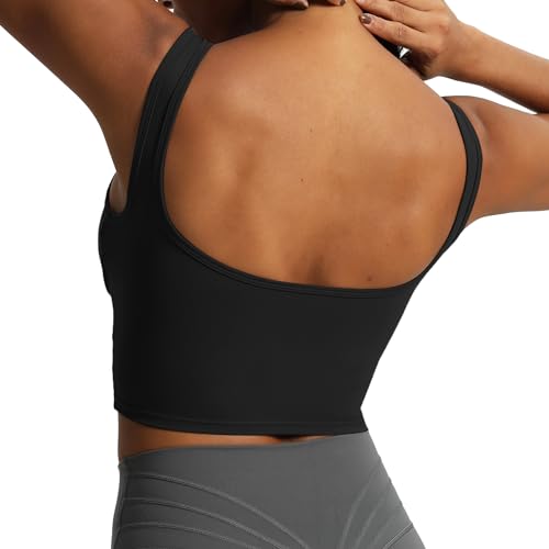 Aoxjox Women's Workout Brooke Tank Crop Curve Longline Fitness Sports Bras Training Gym Bra Yoga4