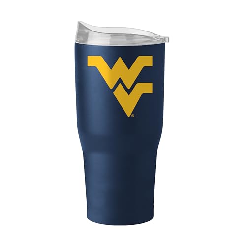 Logo Brands NCAA West Virginia Mountaineers 30oz Flipside Powder Coat Stainless Steel Tumbler - Insulated, Keeps Drinks Hot/Cold for Hours, High Lip Slider Lid