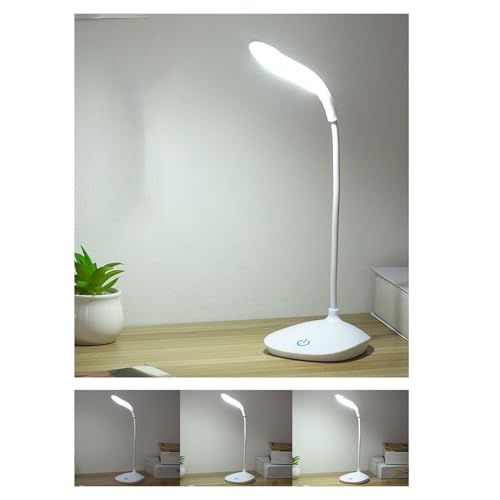 lvifloae Lámpara de escritorio LED con cuello de cisne flexible, recargable, sin cables, 3 niveles de brillo, control táctil y puerto de carga USB para dormitorios, estudios, oficinas y dormitorios. - imagen 4