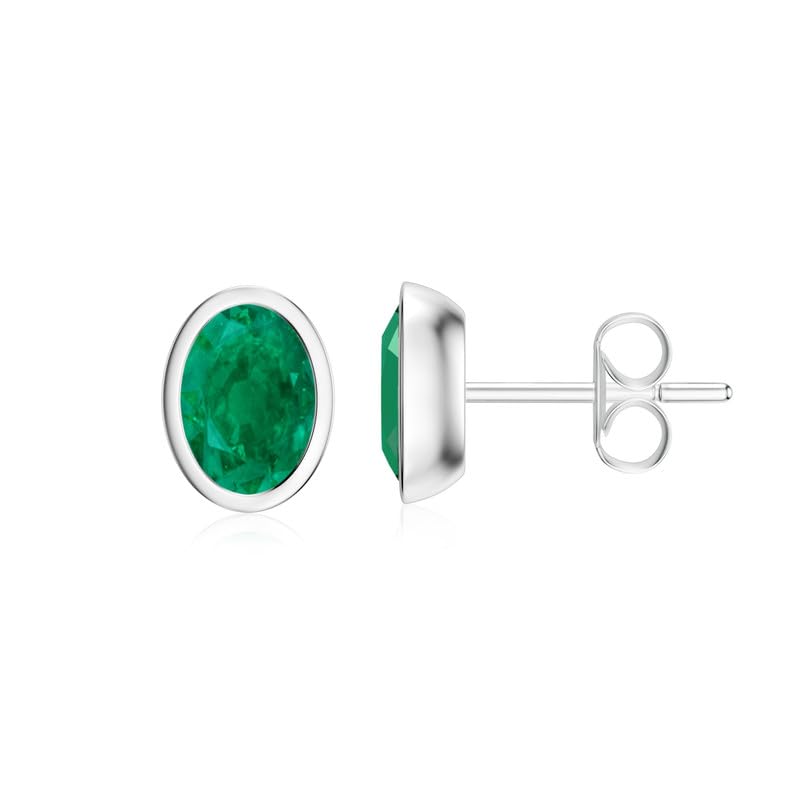 Image of Silvershake 6MM Round Shape Bazel Set Birthstone Gemstone 925 Sterling Silver Stud Post Earrings Jewelry for Business Women or Teens