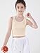 FEOYA Girls Sleeveless Tank Top Cotton Round Neck Camisole Comfortable Wireless Bralette Soft Breathable Solid Cami Top Age 10-12 2Pack Beige/Pink