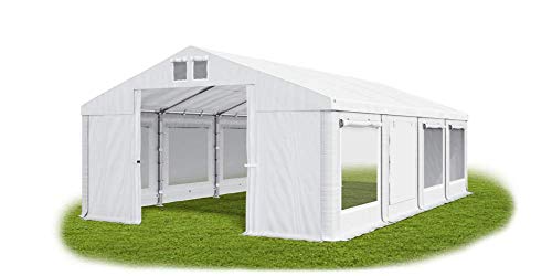 Das Company Partyzelt 5x8m Lagerzelt Universalzelt Moskitonetz wasserdicht weiß Zelt 560g/m² PVC Plane ganzjährig Gartenzelt Winter ISDM - Zeltgarage, Pavillon, Zeltgarage Winterfest - Winterzelt