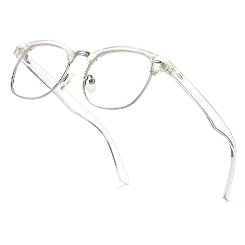 Image of Cyxus Blue Light Glasses Men Retro Semi Rimless Clear Blue Light Glasses for Computer Eye Strain Gaming Glasses Anti Harmful Blue Light for Men Women
