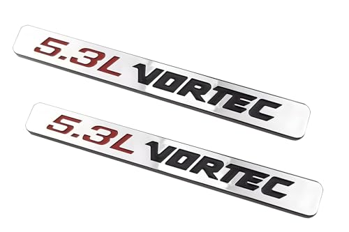 Image of Hood Door Side Emblems Engine 3D Badge Nameplate Decals Fits for 5.3l Vortec 2PCS (Silver Black)