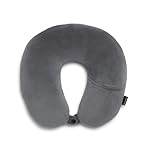 Brookstone Microbead Travel Head and Neck Pillow Lightweight and Plush with Phone or Headphone Pocket, Dark Grey
